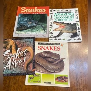 Snakes. Four paperback books about snakes and reptiles.